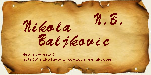 Nikola Baljković vizit kartica